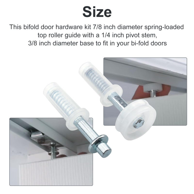 Hugexpen 2 Pack Bifold Door Hardware Bi-Fold Door Top Pivot and Guide Wheel Replacement for Prime-Line N 7266 Bi-Fold Door Top Pivot and Guide Wheel - Image 5